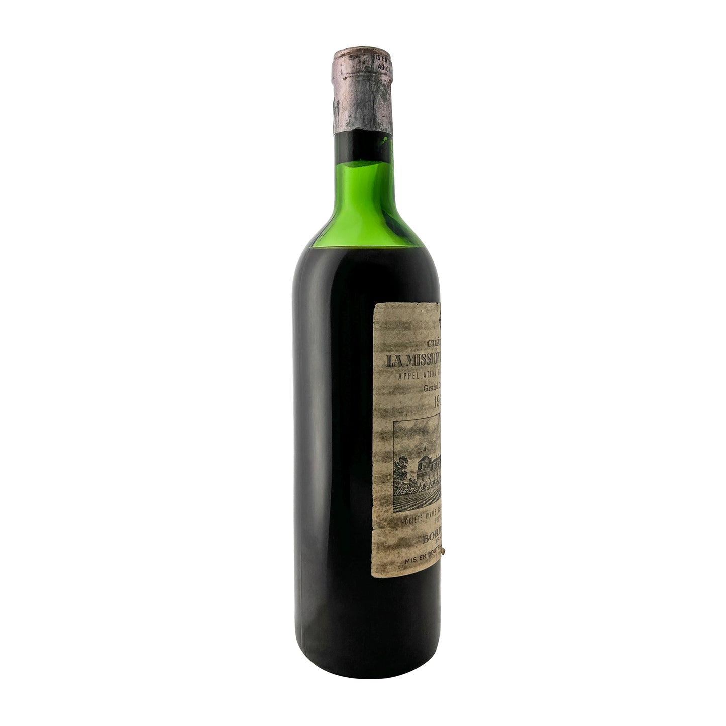 Château La Mission Haut-Brion 1962, weitere Seitenansicht mit Etikett und Kapsel