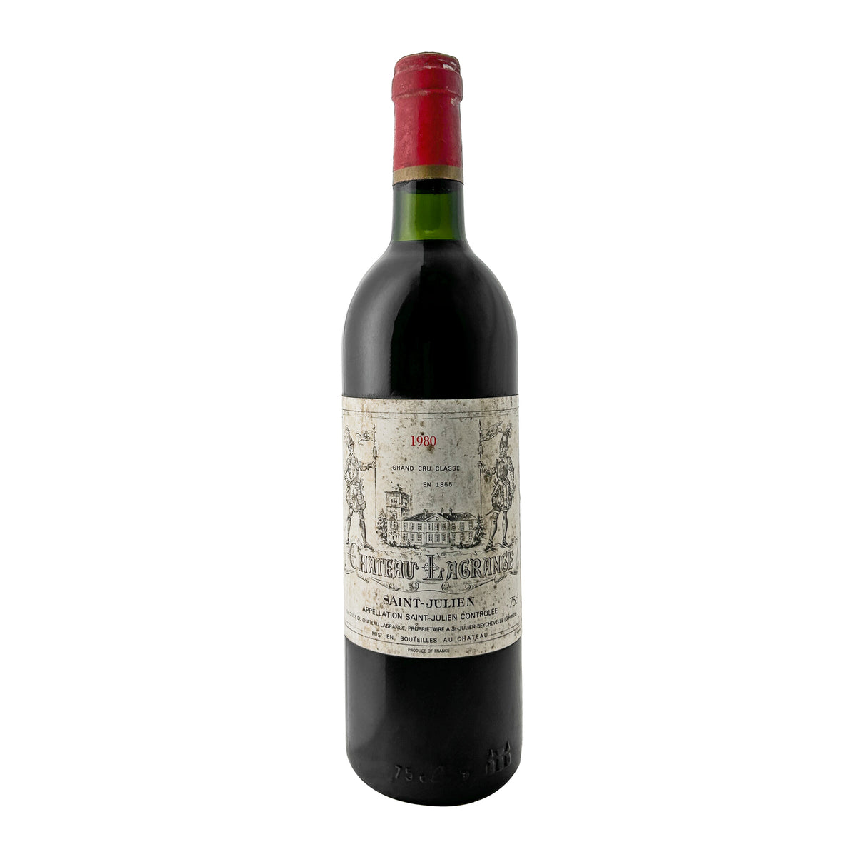 Château Lagrange 1980, Saint-Julien, Troisième Grand Cru Classé – Flasche frontal mit vollständigem Etikett