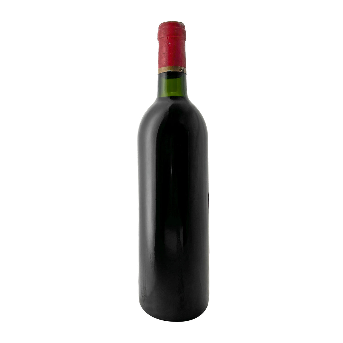 Château Lagrange 1980 Rückseite der Flasche ohne Rücketikett, Füllstand Base Neck gut sichtbar