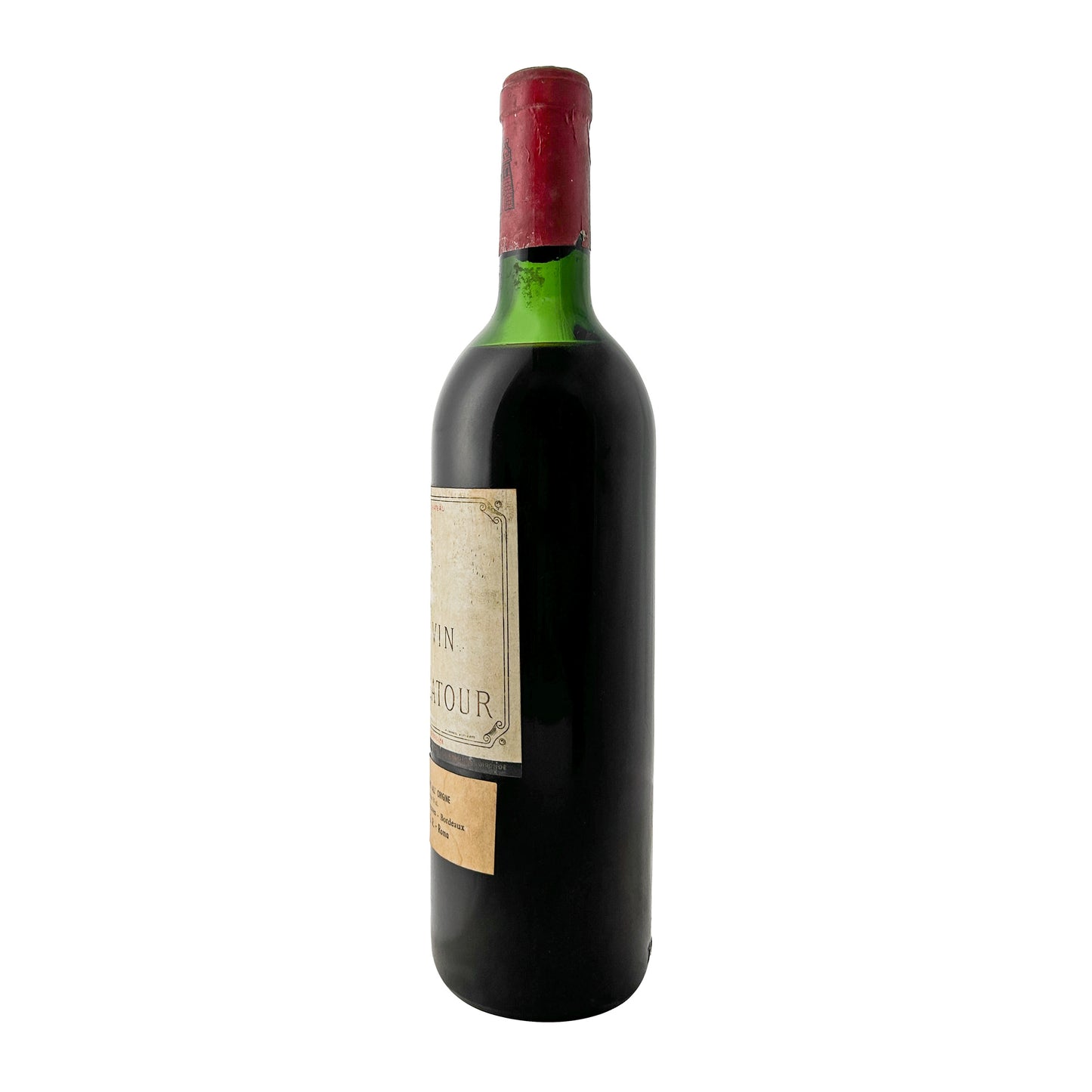 Château Latour 1965, zweite Frontalansicht der Flasche mit Etikett und Kapsel