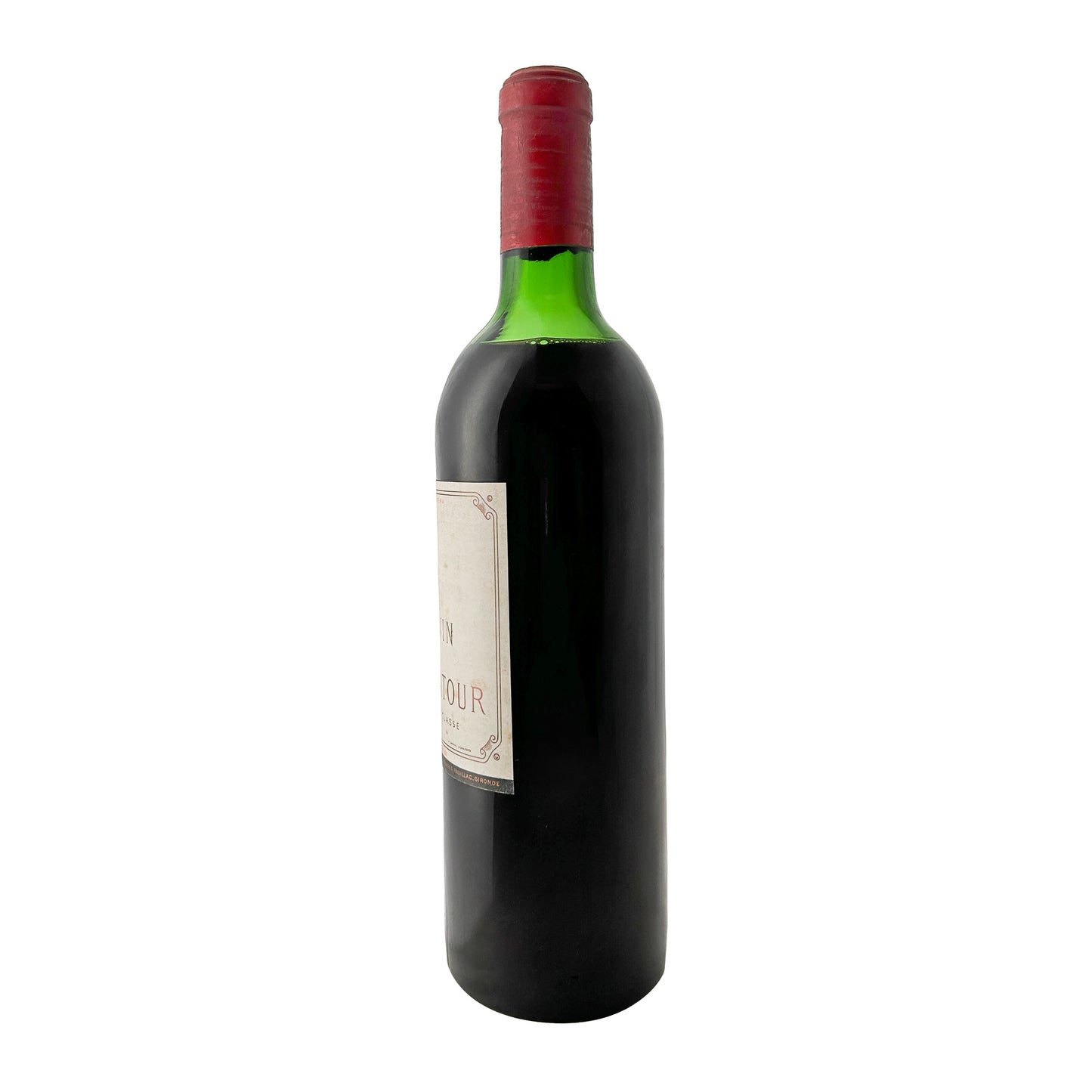 Château Latour 1966 im Profil, Etikettenrand und Kapsel mit Löwen-und-Turm-Wappen