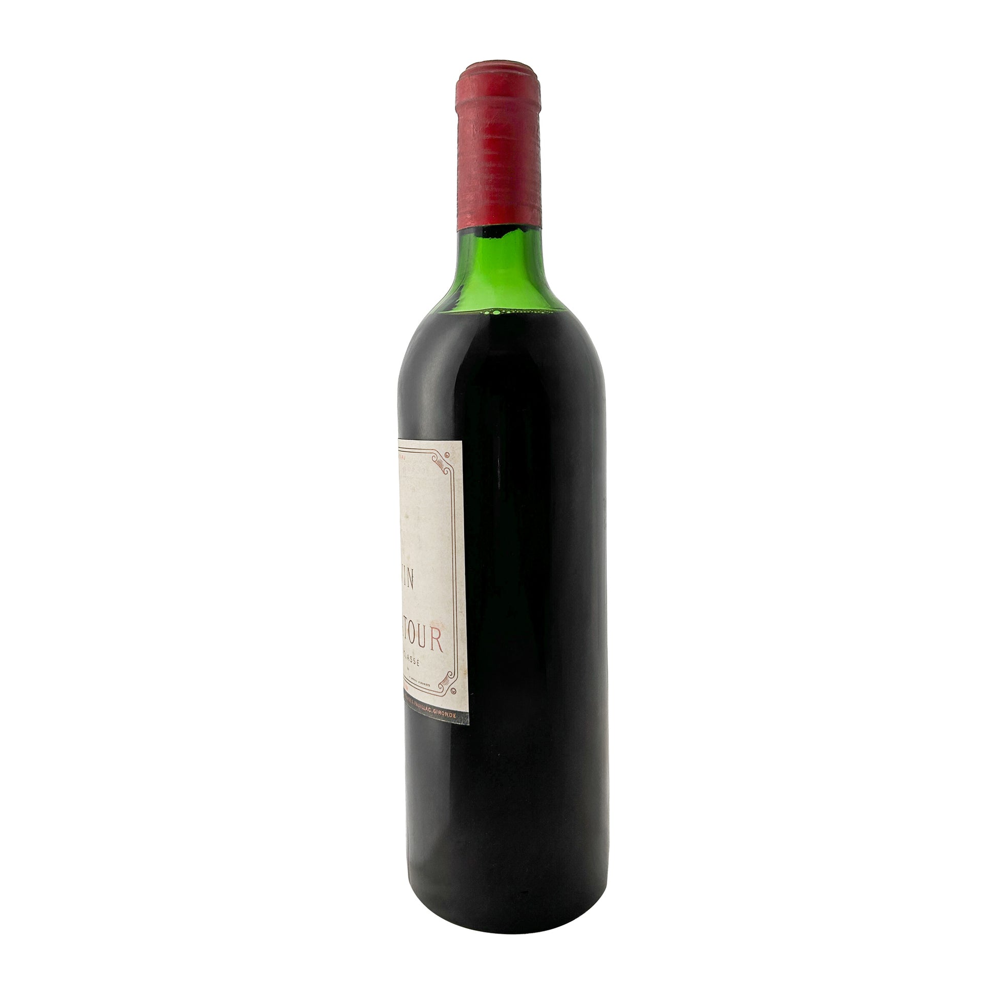 Château Latour 1966 im Profil, Etikettenrand und Kapsel mit Löwen-und-Turm-Wappen