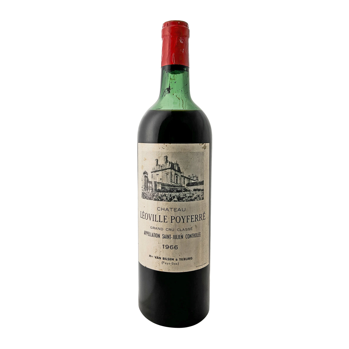Château Léoville Poyferré 1966, Saint-Julien Grand Cru Classé, Flasche frontal mit vollständig lesbarem Etikett