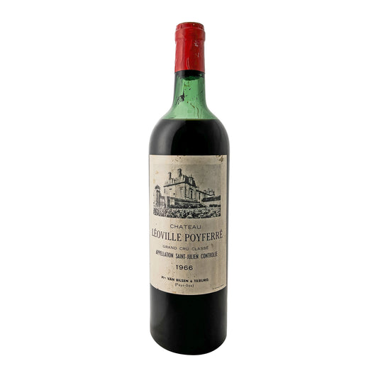 Château Léoville Poyferré 1966, Saint-Julien Grand Cru Classé, Flasche frontal mit vollständig lesbarem Etikett