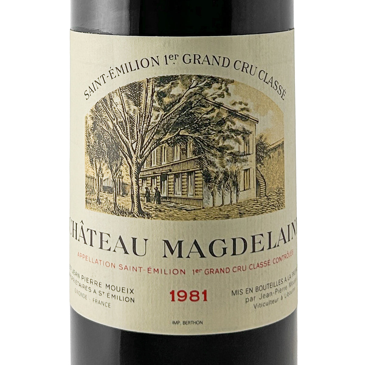 Château Magdelaine 1981 Etikett in Nahaufnahme, Appellation Saint-Émilion 1er Grand Cru Classé