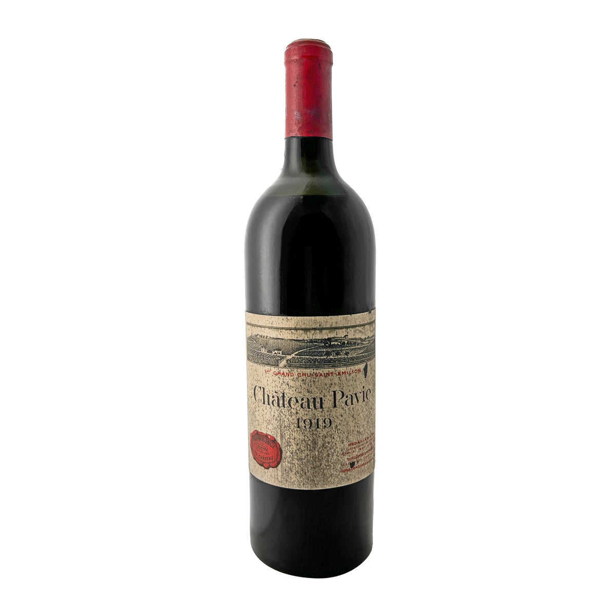 Château Pavie 1919, Saint-Émilion Grand Cru, Flasche frontal mit vollständig lesbarem Etikett