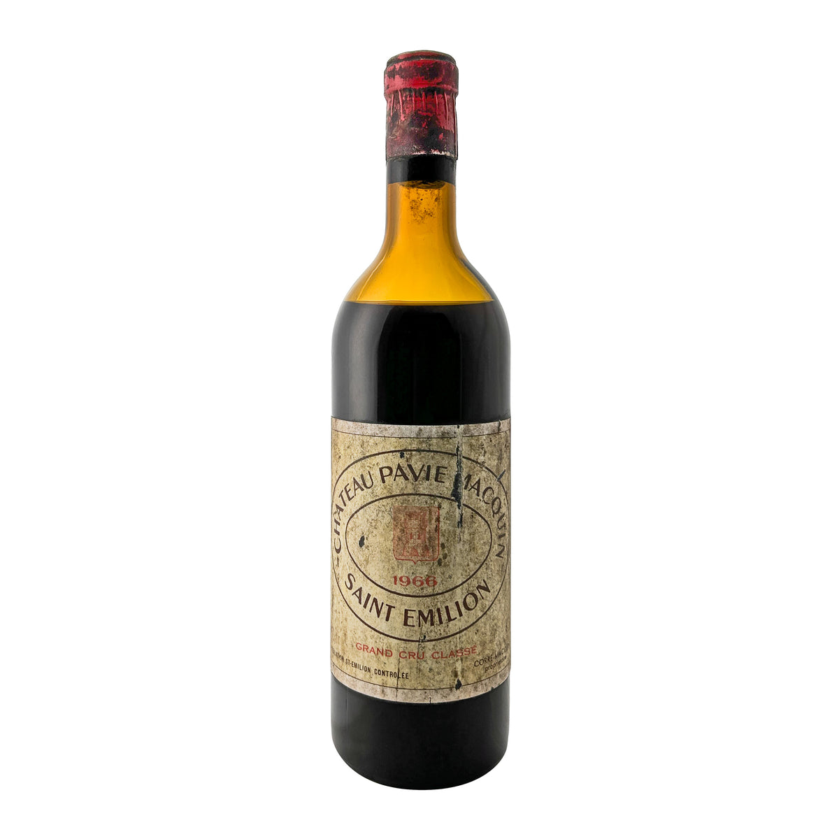 Château Pavie-Macquin 1966, Saint-Émilion Grand Cru Classé – Flasche frontal mit vollständigem Etikett