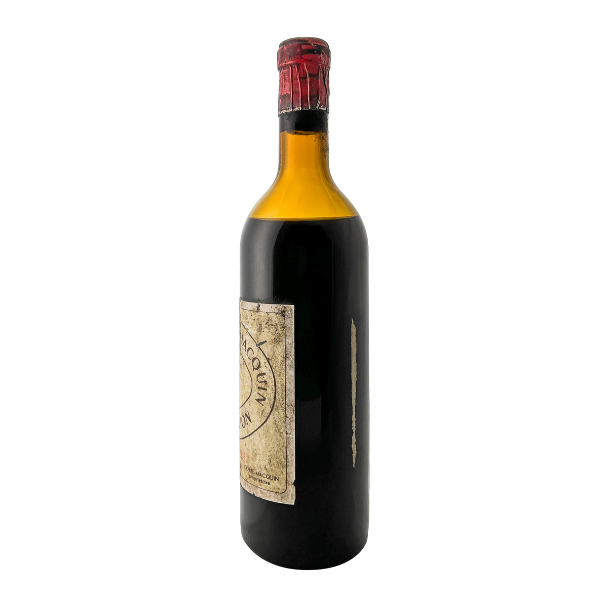 Château Pavie-Macquin 1966 Seitenansicht links mit Vermerk Corre-Macquin propriétaire und Füllstand Mid Shoulder