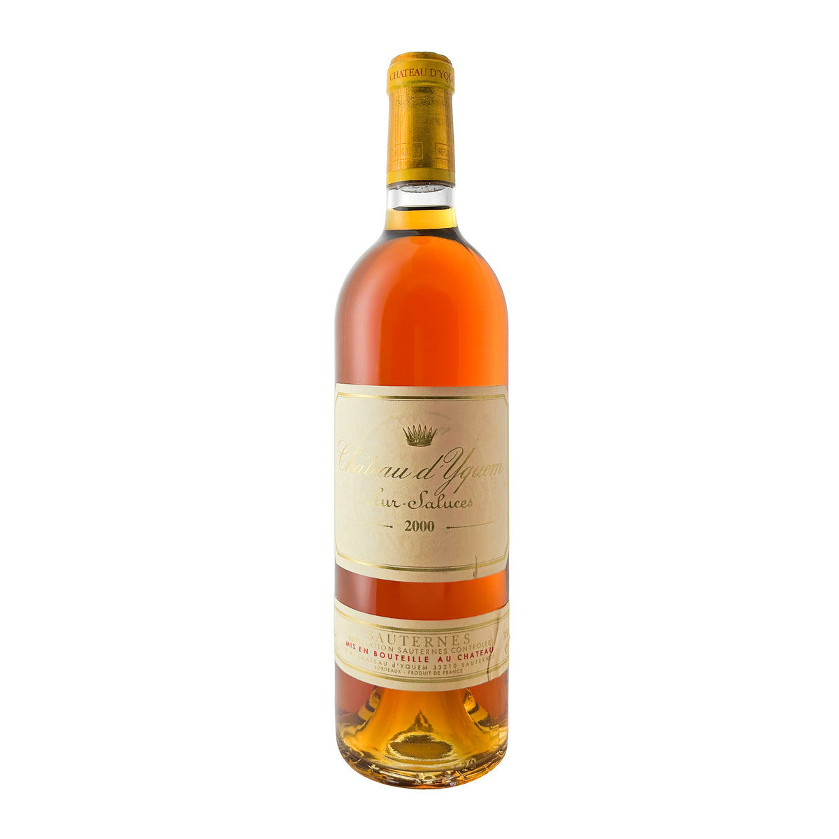 Château d'Yquem 2000, Premier Cru Supérieur Sauternes, Flasche freigestellt mit Etikett